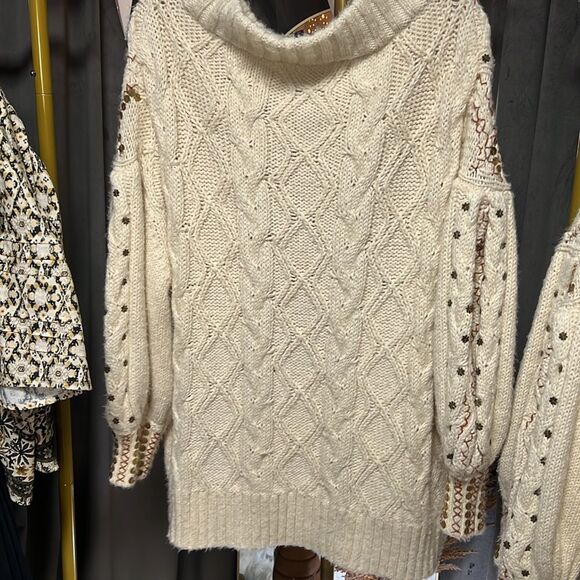 Free People Gilded Cable Embellished Sweater NWOT - Picture 9 of 9
